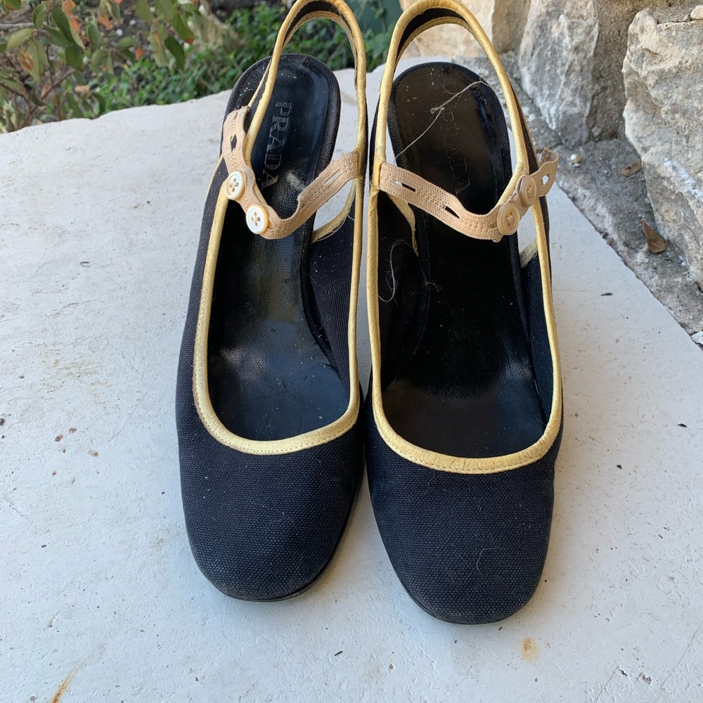 Prada Black and Gold Heels